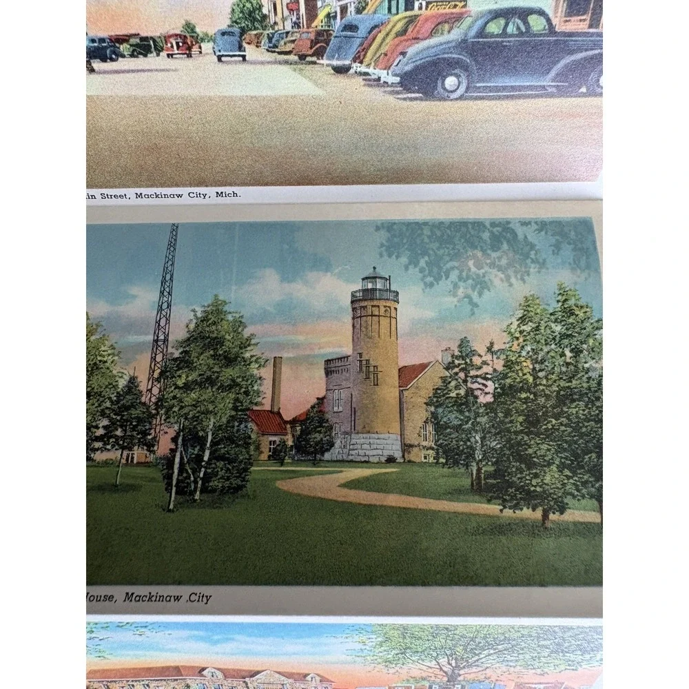 VTG 1938 Souvenir Postcard foldout Scenic pack Mackinaw Island City MICHIGAN NOS